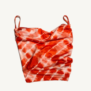 Shein Tie Dye Orange and White Open Back Tank Crop Top Size Small